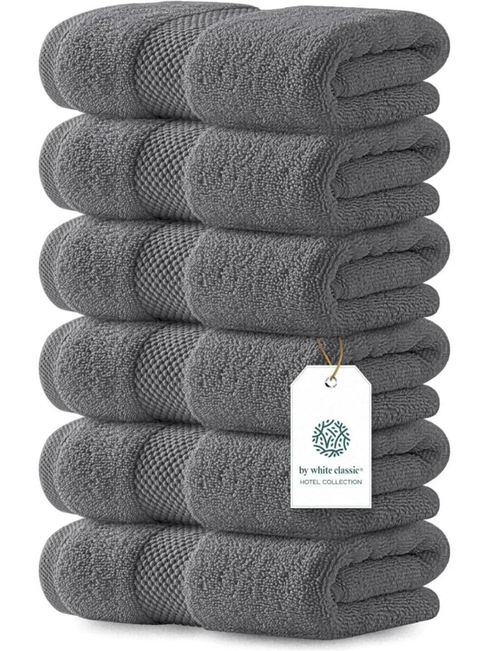 Luxury Soft Dark Gray Hand Towels - 100% Turkish Cotton, Highly Absorbent, Set